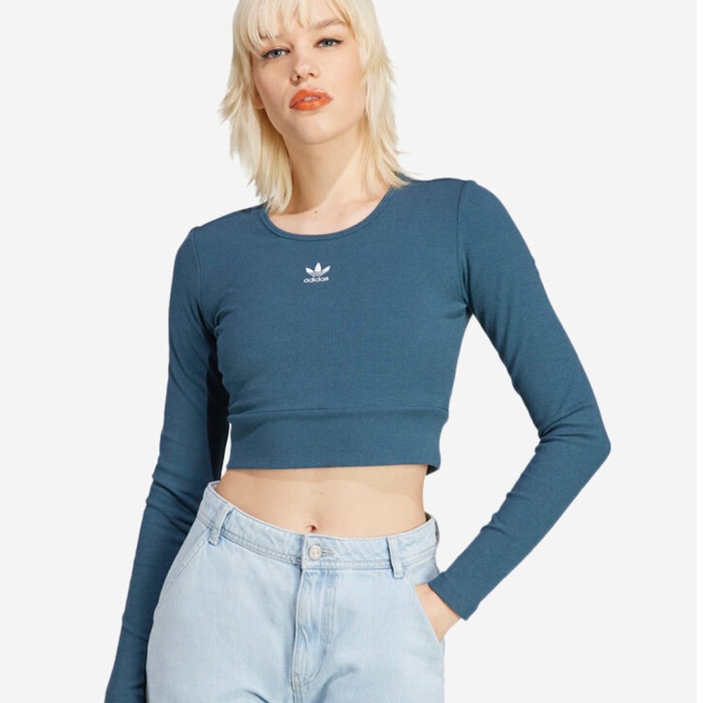 Adidas Long Sleeve Rib crop top